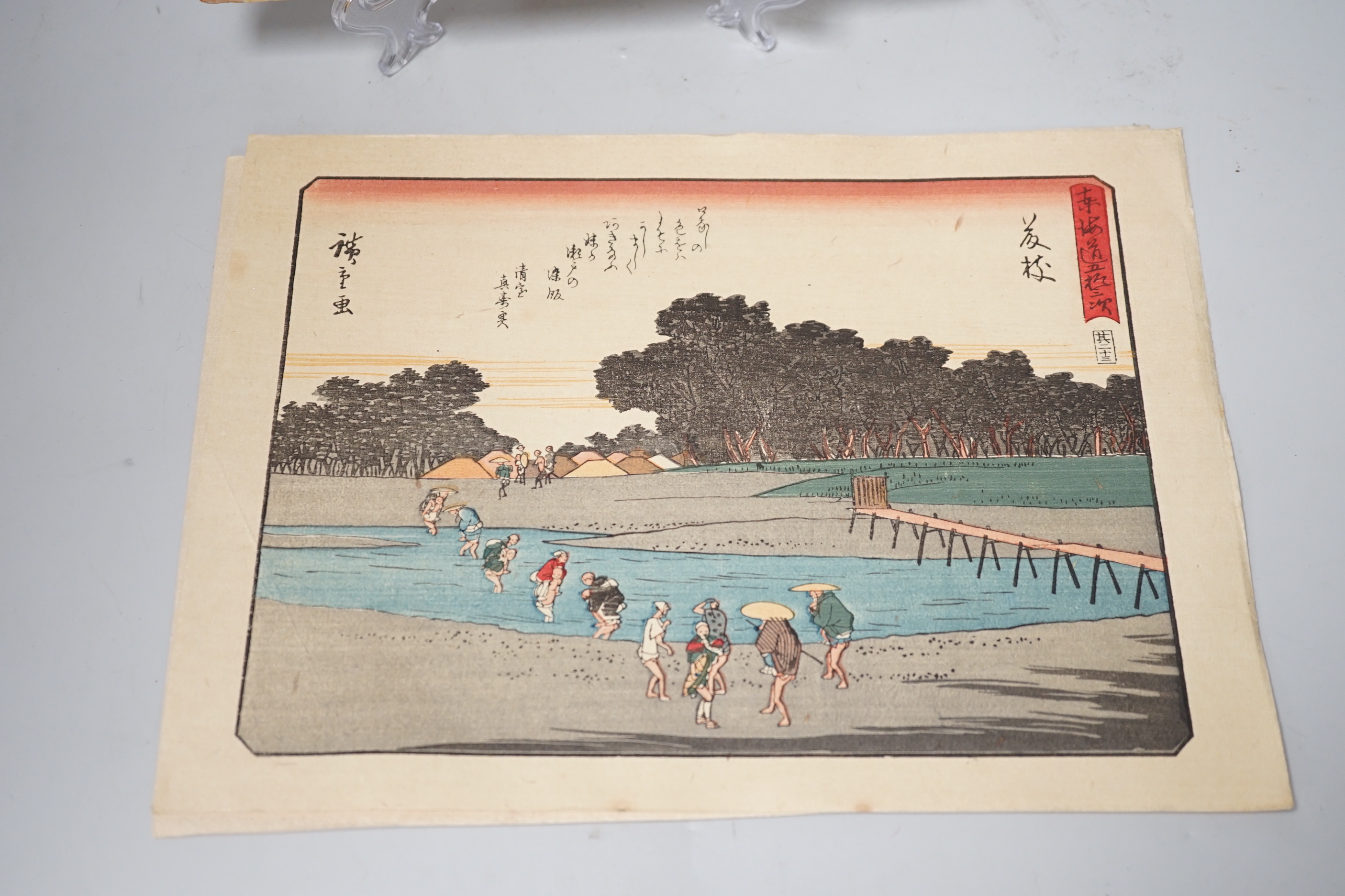 Two Japanese woodblock prints after Hiroshige and one other